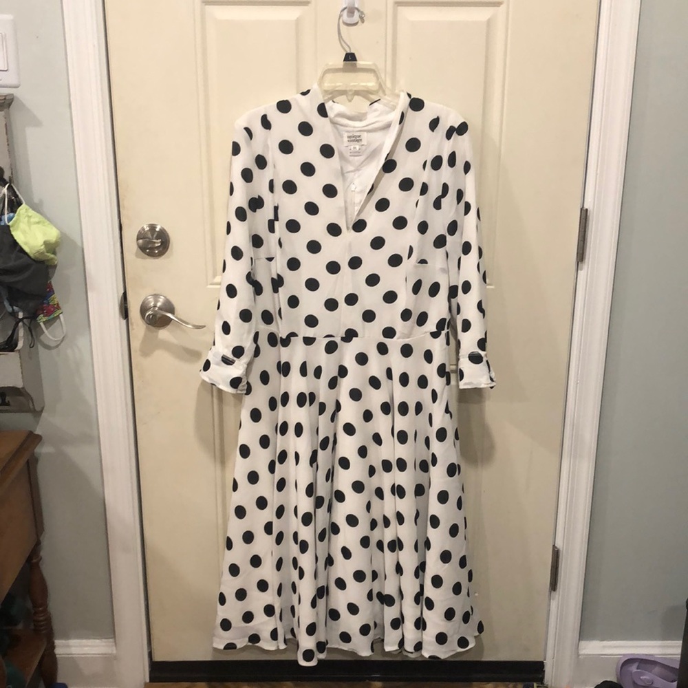 Unique vintage white and black polka dot dress